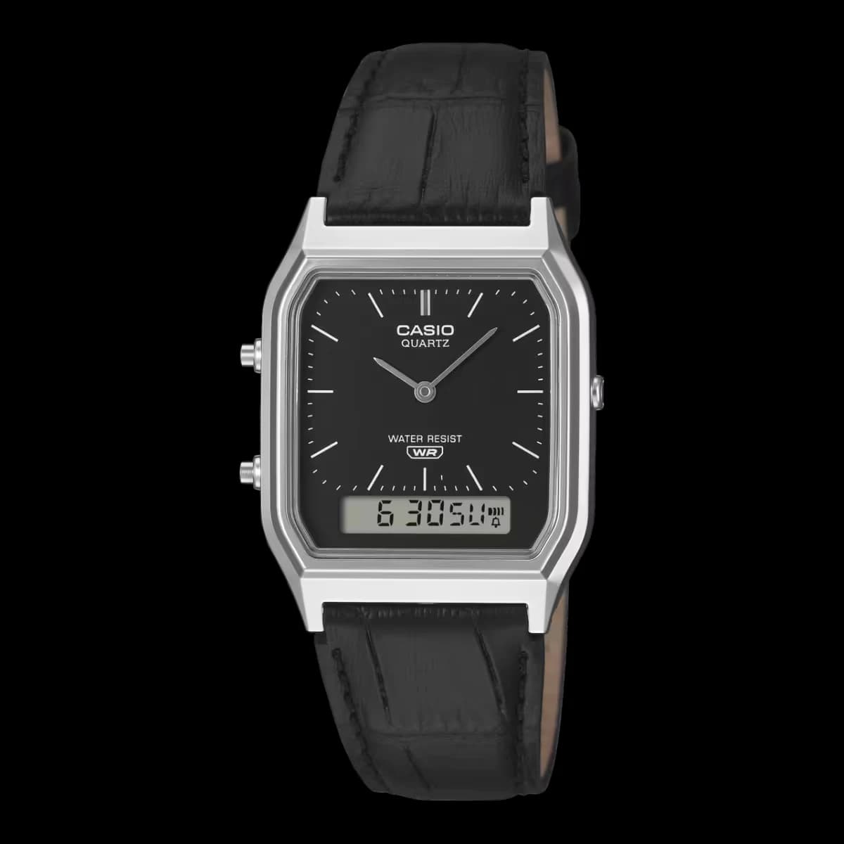 Casio Vintage Ana-Digi Black Leather